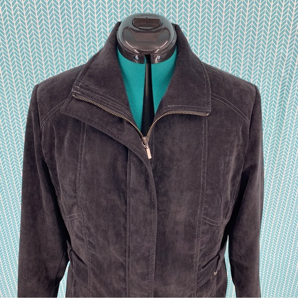 Click Collection Black Microsuede Zipper Closure Jacket, 12 - Picture 6 of 16